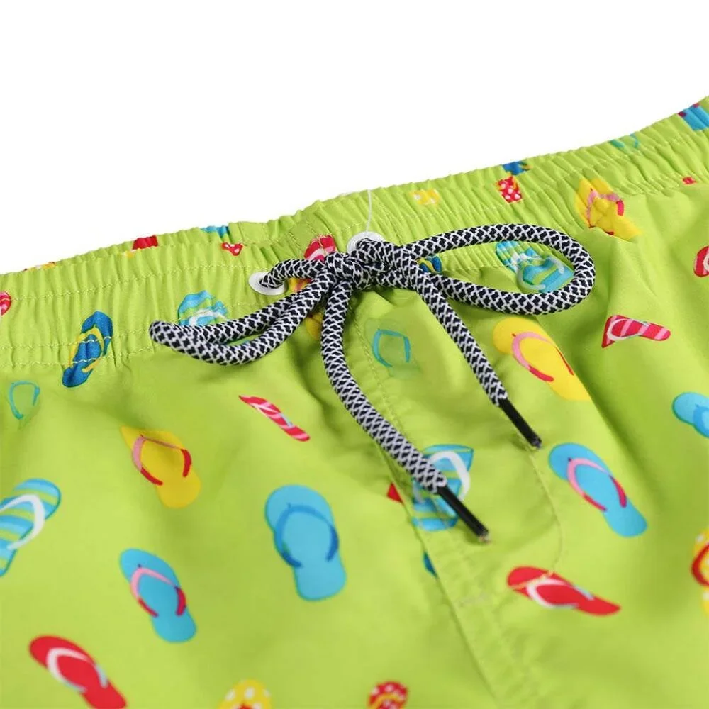 Boys' Lime Flip-flops Print Swim Trunks with Mesh Liner - Picture 2 of 7